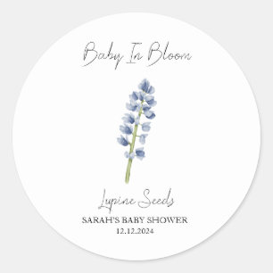 Baby In Bloom l Lupine Seeds Baby Shower Classic Round Sticker