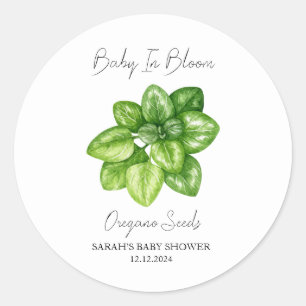 Baby In Bloom l Oregano Seeds Baby Shower Classic Round Sticker