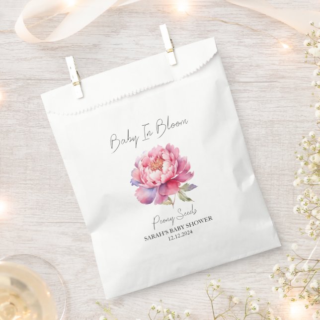 Baby In Bloom l Peony Seeds Baby Shower Favour Bags (Clipped)