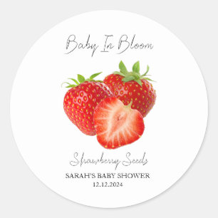Baby In Bloom l Strawberry Seeds Baby Shower Classic Round Sticker