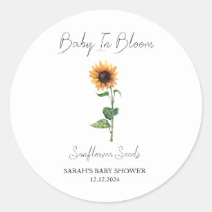 Baby In Bloom l Sunflower Seeds Baby Shower Classic Round Sticker