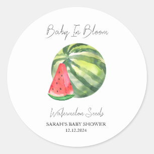 Baby In Bloom l Watermelon Seeds Baby Shower Classic Round Sticker