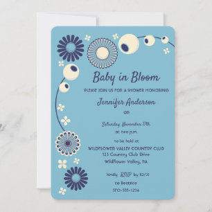 Baby in Bloom Light Blue Boy Baby Shower Invitation