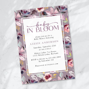 Baby in Bloom Lilac Floral Baby Shower Invitation