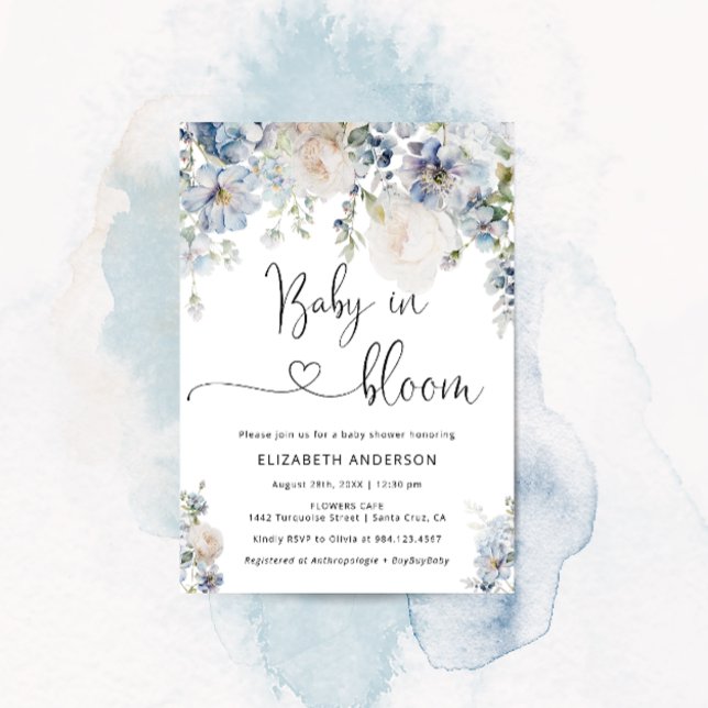Baby in Bloom Modern Floral Baby Shower Invitation (Creator Uploaded)