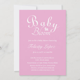 Baby in Bloom Modern Pink Invitation