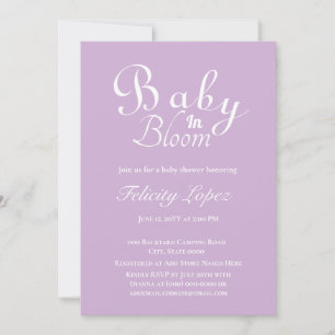 Baby in Bloom Modern Purple Invitation