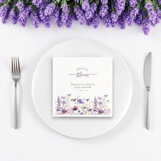 Baby in bloom modern watercolor baby shower   napkin (for full collection visit willow spring studio baby in bloom wildfower suite)