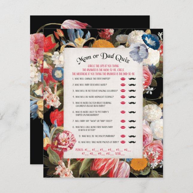Baby in Bloom Mum or Dad Quiz Baby Shower Game (Front/Back)