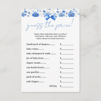 Baby in Bloom Name the Price Game Baby Shower Enclosure Card