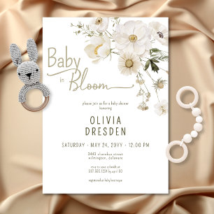 Baby In Bloom Neutral Wildflower Baby Shower Invitation