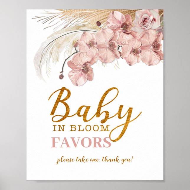 Baby in Bloom Pampas Favour Sign Floral (Front)