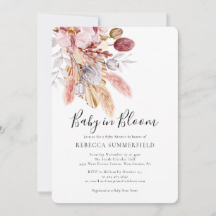 Baby in Bloom Pampas Grass Boho Baby Shower Invitation