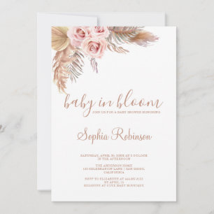 Baby in Bloom Pampas Grass Boho Baby Shower Invitation