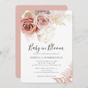 Baby in Bloom Pampas Grass Boho Girl Shower Invitation