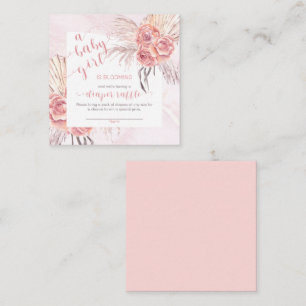 Baby in Bloom Pampas Grass Pink Rose Diaper Raffle Enclosure Card