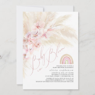Baby in Bloom Pampas Grass Rainbow Baby Shower Invitation