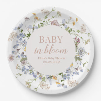 Baby In Bloom Paper 9" Round Plates