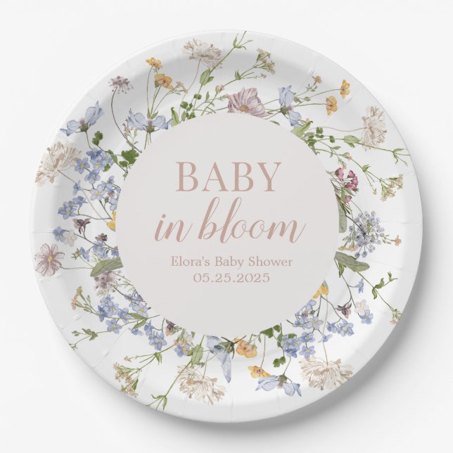 Baby In Bloom Paper 9" Round Plates (Front)