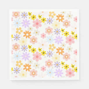 Baby In Bloom Pastel Floral Retro Baby Shower Napkin