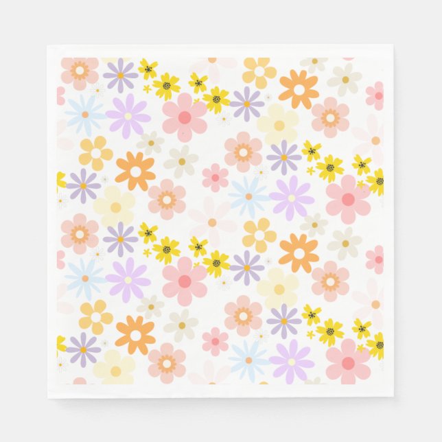 Baby In Bloom Pastel Floral Retro Baby Shower Napkin (Front)