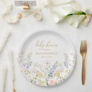 Baby in Bloom Pastel Garden Baby Shower Paper Plate