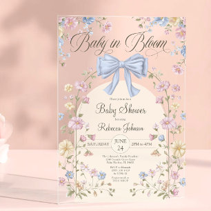 Baby In Bloom Pastel Wildflower Baby Shower Acrylic Invitations