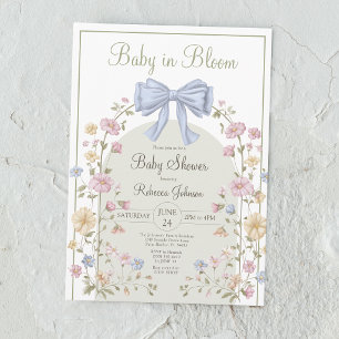 Baby In Bloom Pastel Wildflower Baby Shower Invitation