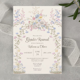 Baby In Bloom Pastel Wildflower Gender Reveal Invitation