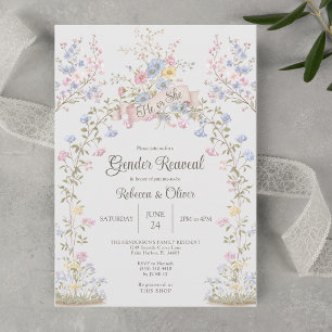 Baby In Bloom Pastel Wildflower Gender Reveal Invitation