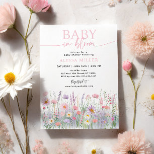 Baby in Bloom Pastel Wildflowers Baby Shower Invitation