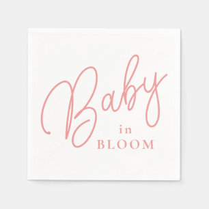 Baby in Bloom Peach Colour Hand Lettered Script Napkin