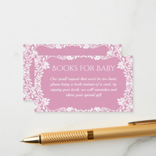 Baby in bloom pink baby shower book request enclosure card