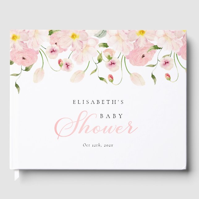 Baby in Bloom Pink Baby Shower Guest Book