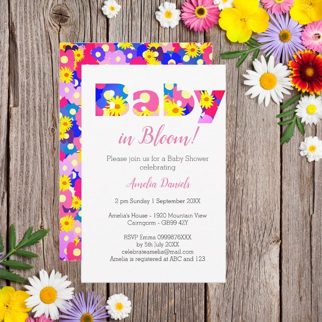 Baby in Bloom Pink Baby Shower Invitation (Super cute Baby in Bloom invitations. 🌺)