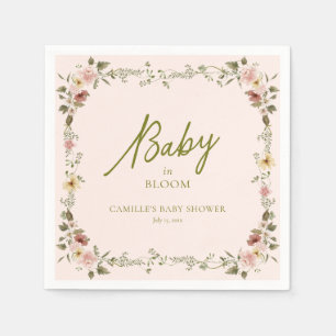 Baby in Bloom Pink Baby Shower Napkin