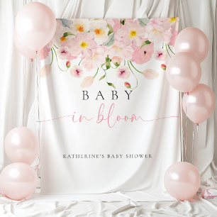 Baby In Bloom Pink Baby Shower Tapestry