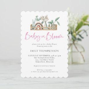 Baby In Bloom Pink Boho Girl Shower Invitation
