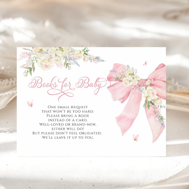 Baby in Bloom Pink Bow Baby Shower Books for Baby Enclosure Card (Creator Uploaded)