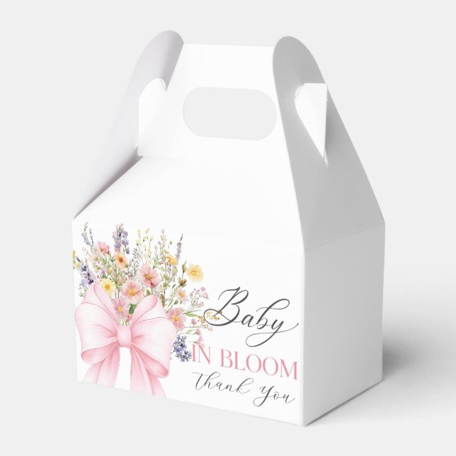 Baby In Bloom Pink Bow Baby Shower Favour Boxes (Front Side)