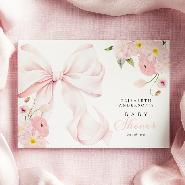 Baby in Bloom Pink Bow Baby Shower Guest Book (Creator Uploaded)