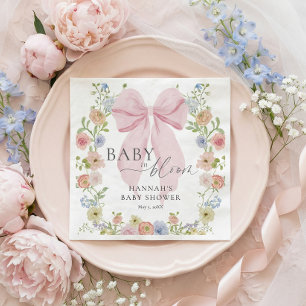 Baby in Bloom Pink Bow Baby Shower Napkin