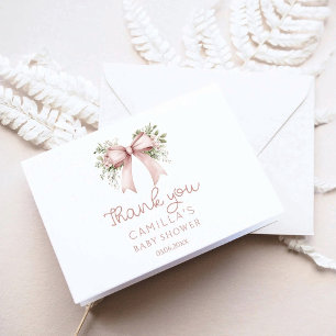 Baby In Bloom Pink Bow Baby Shower Thank You Card