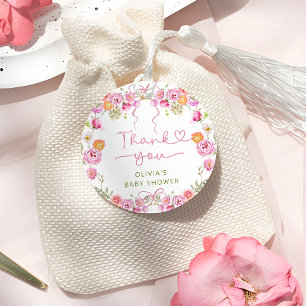 Baby in Bloom Pink Bow Baby Shower Thank you Favour Tags