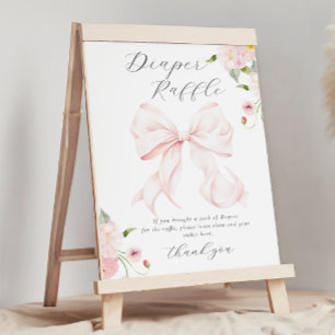 Baby in Bloom Pink Bow Diaper Raffle Poster