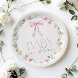 Baby in Bloom Pink Bow floral Baby shower Paper Plate<br><div class="desc">Baby in Bloom Pink Bow floral Baby shower Paper Plates
Matching items available.</div>
