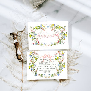 Baby in Bloom Pink Bow Floral Girl Baby Shower  Enclosure Card