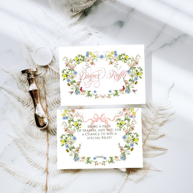 Baby in Bloom Pink Bow Floral Girl Baby Shower  Enclosure Card (Creator Uploaded)