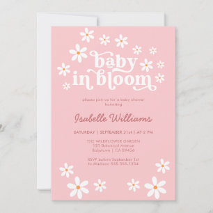 Baby in Bloom Pink Daisy Baby Shower Invitation
