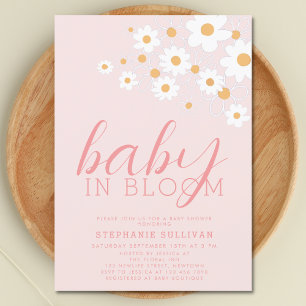 Baby in Bloom Pink Daisy Baby Shower Invitation
